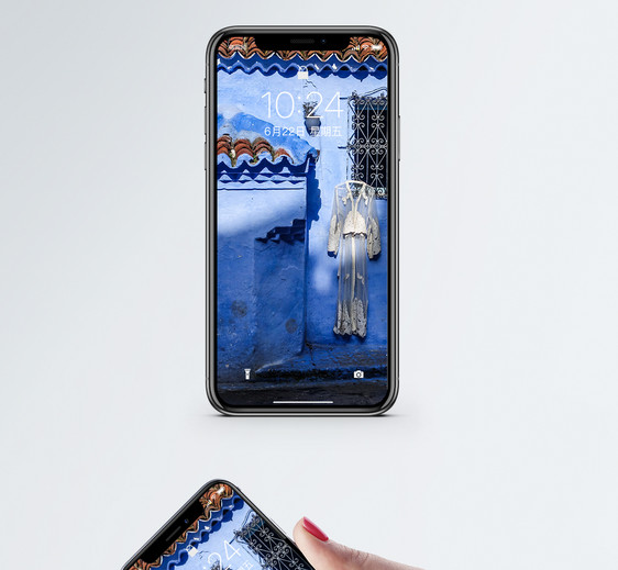 蓝色小镇手机壁纸图片