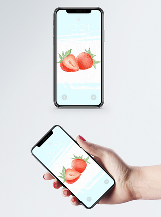 草莓手绘草莓手机壁纸模板