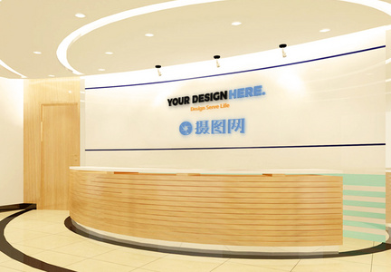 企业大厅logo形象墙样机图片