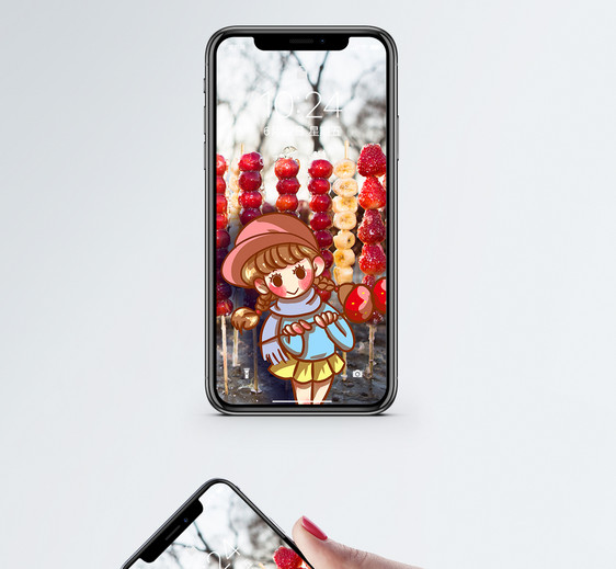 糖葫芦小女孩手机壁纸图片