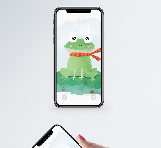 池塘小青蛙手机壁纸图片