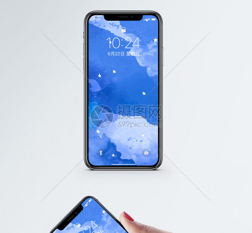 水彩手机壁纸模板素材 正版图片 摄图网