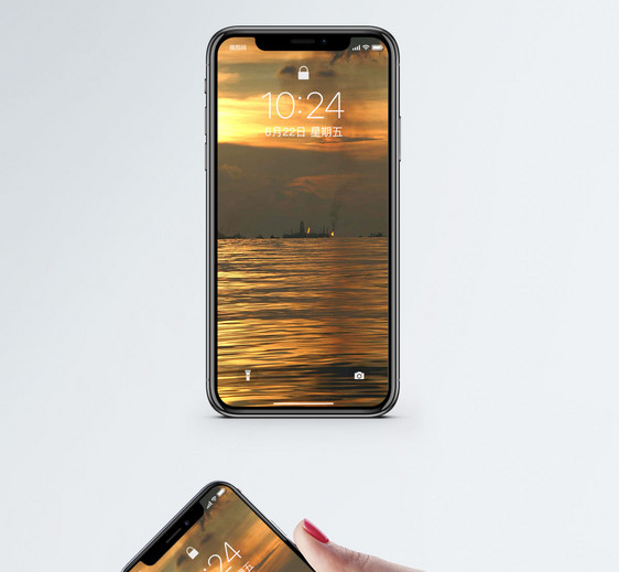 夕阳下的水面手机壁纸图片