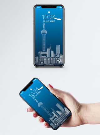 上海科技城市城市线条手机壁纸模板