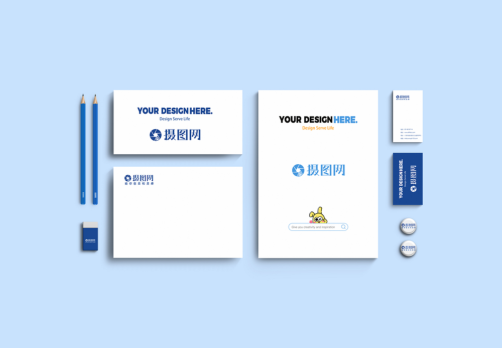 简易vi与名片模板矢量海报设计