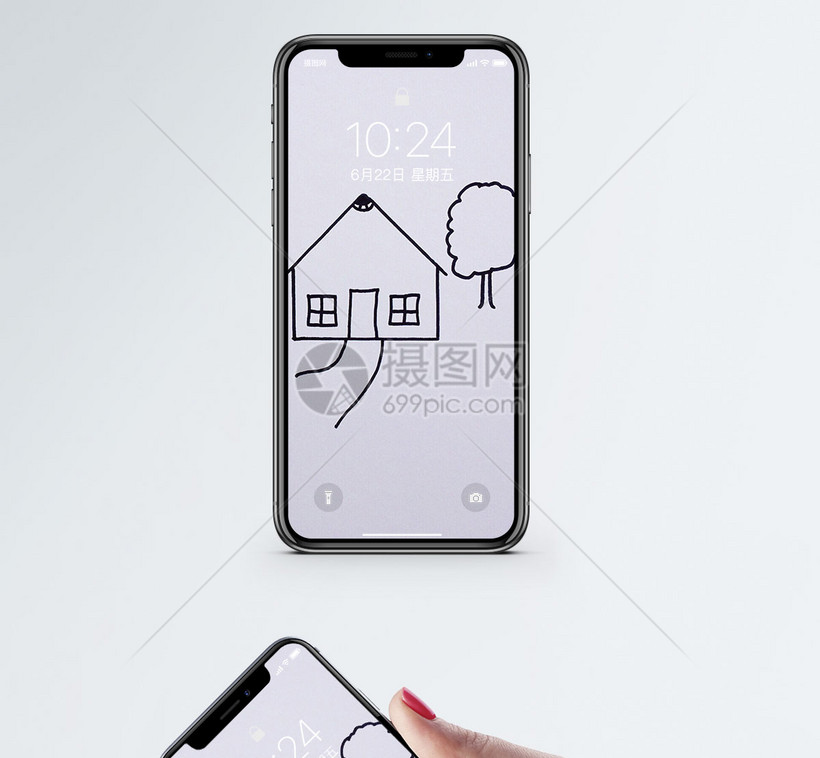 简笔画手机壁纸模板素材 正版图片 摄图网