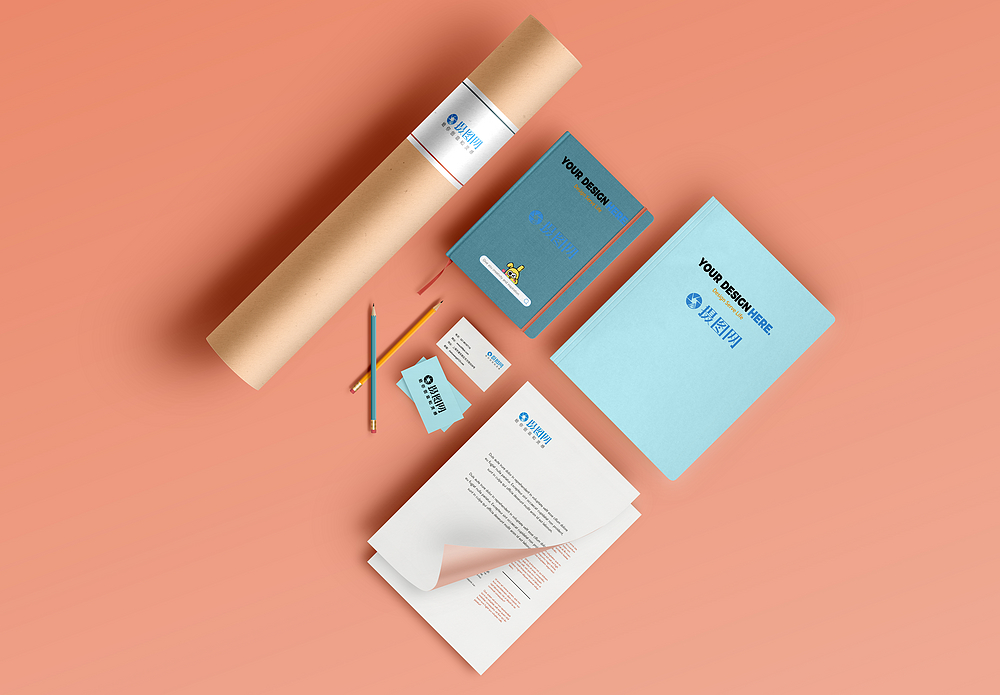 简易vi与名片模板矢量海报设计