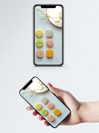 清新中秋月饼手机壁纸图片