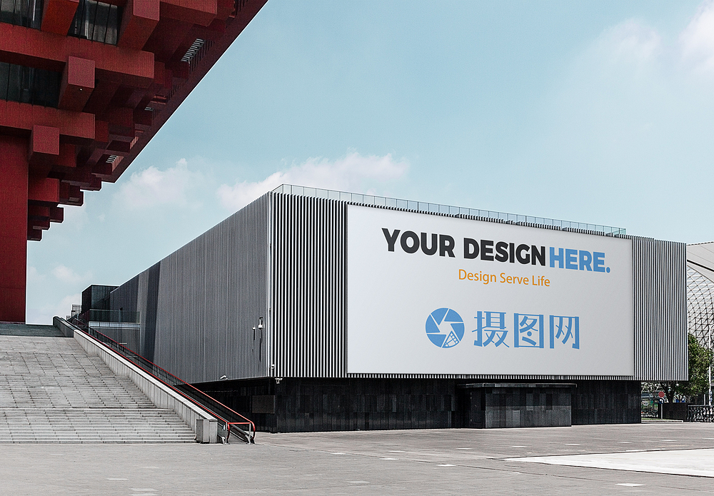 flash广告素材商场外景广告牌样机模板