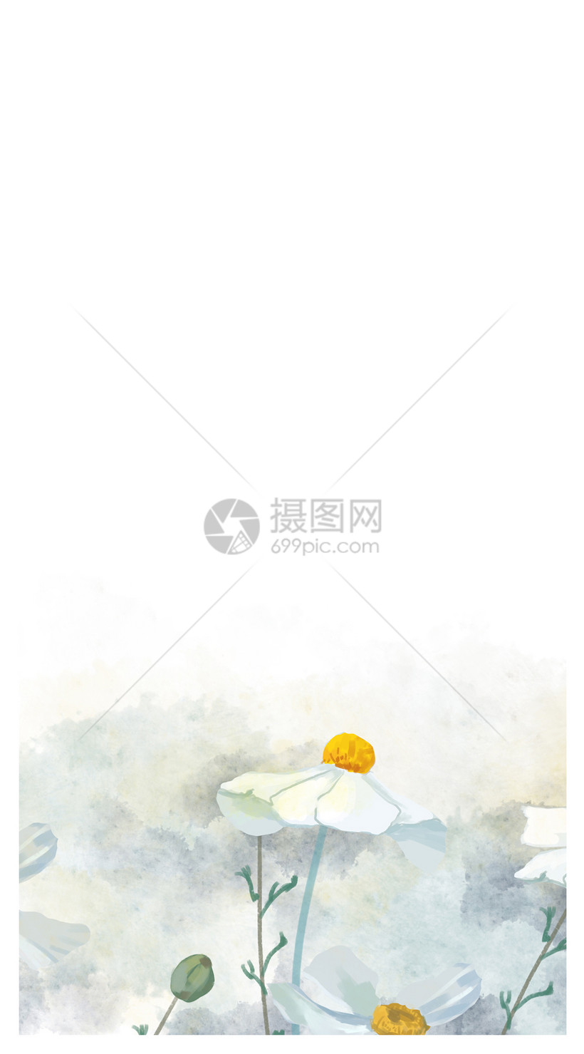白色小花手机壁纸模板素材 正版图片 摄图网
