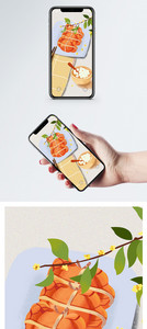 手绘大闸蟹手机壁纸图片