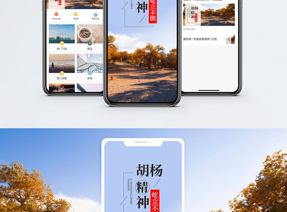 胡杨精神手机海报配图图片