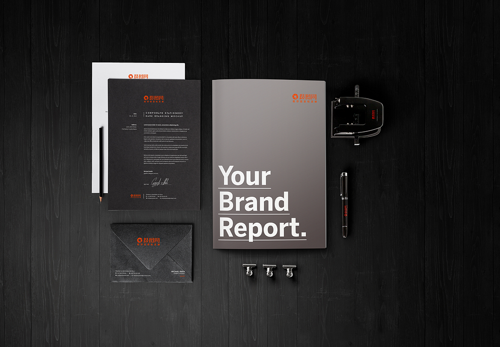 黑色墙砖材质贴图黑色商务vi样机模板