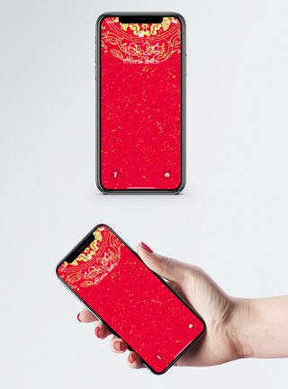 春节习俗红色喜庆背景手机壁纸模板