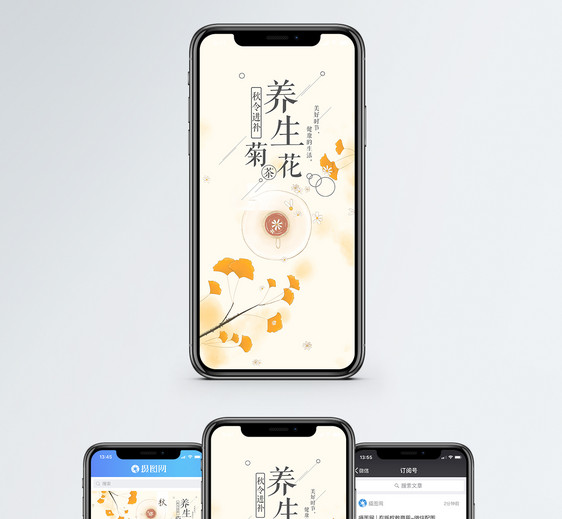 养生菊花茶手机海报配图图片