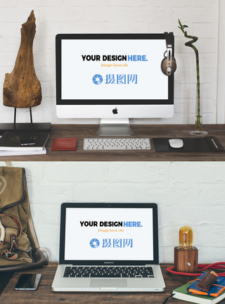 室内办公苹果电脑样机图片