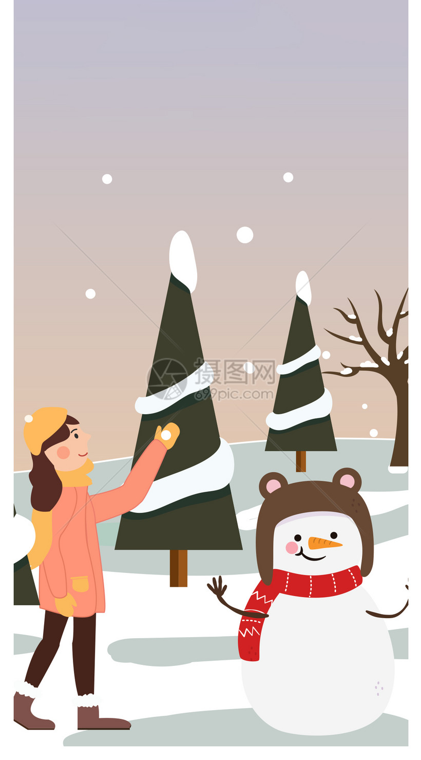 下雪手机壁纸模板素材 正版图片 摄图网