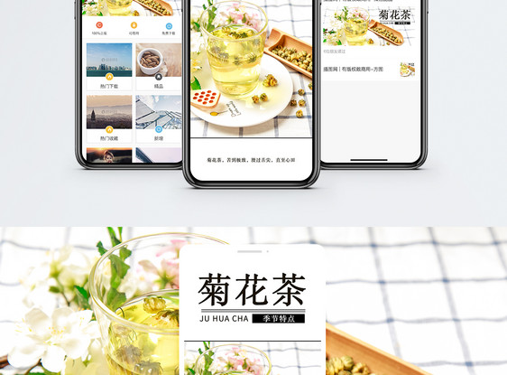菊花茶手机配图海报图片