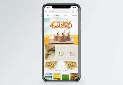进口大米淘宝手机端模板高清图片