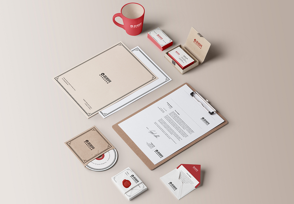 图腾复古复古商务vi样机模板