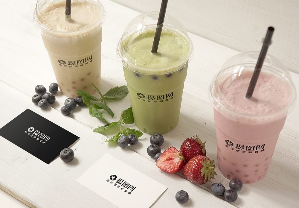 纸杯加水珍珠奶茶包装样机模板