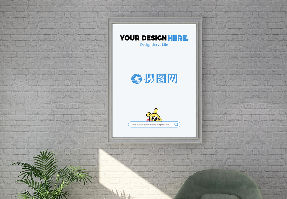 办公室素材竖图室内装饰画样机模板