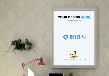 室内海报相框样机图片