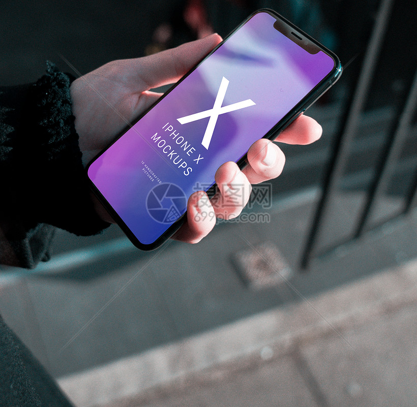 手拿iphone X手机样机模板素材 正版图片 摄图网