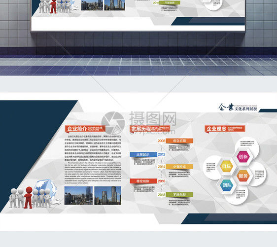 简约企业文化文化墙宣传展板图片