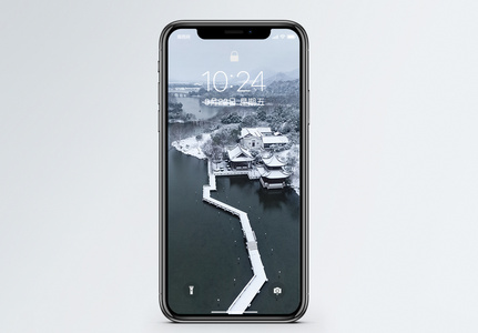 萧山湘湖景区雪景手机壁纸高清图片
