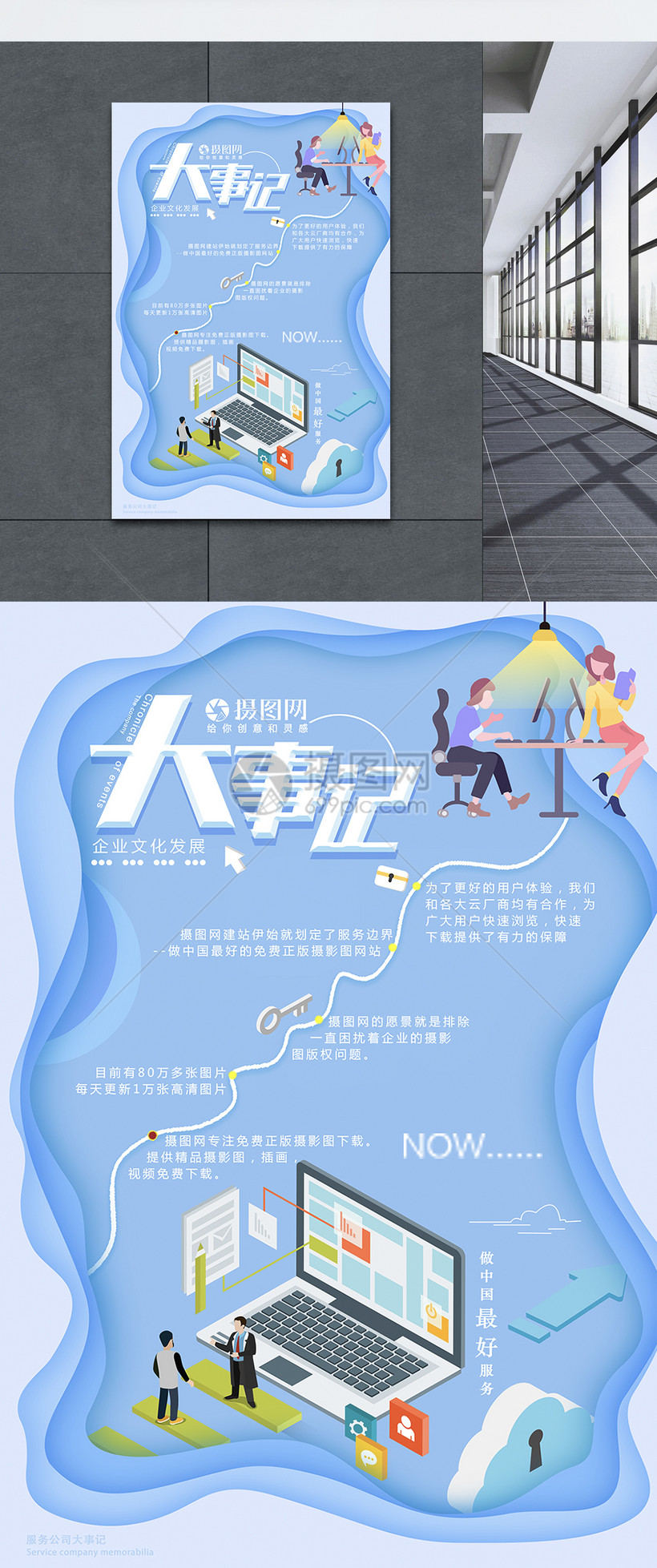 商务风企业大事记海报模板素材-正版图片400801042-摄图网