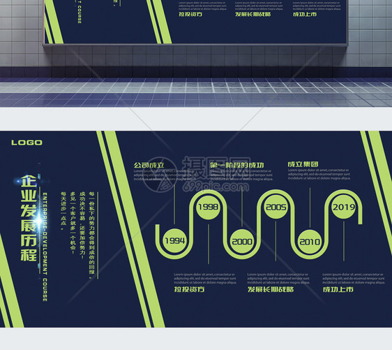 商务风企业发展历程展板图片