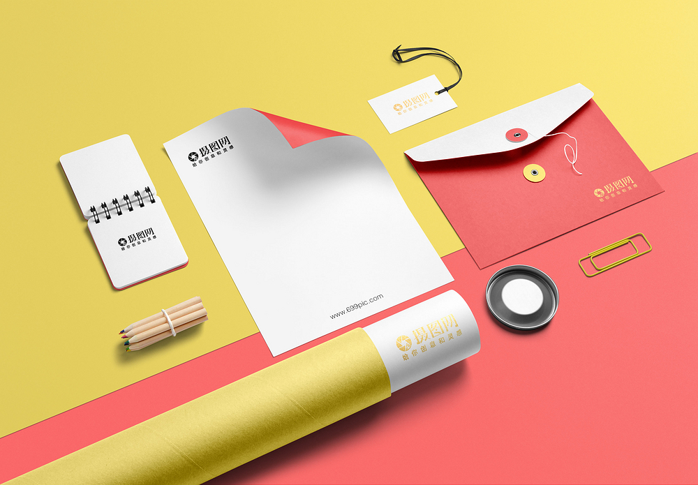 简约办公素材键盘眼镜平铺拍摄信纸vi展示样机模板