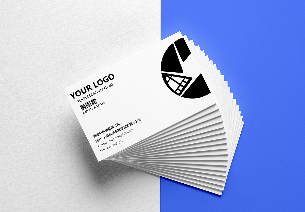 黑白简约个性商务名片vi样机模板