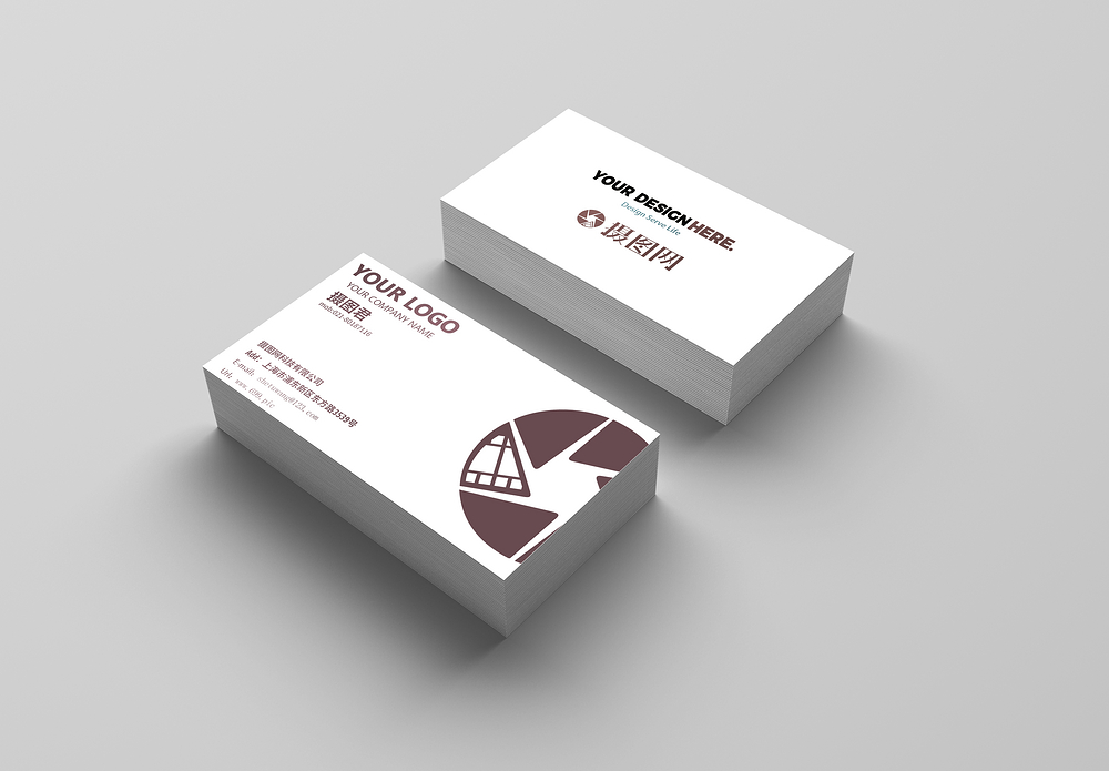 褐色时尚简约商务名片vi样机模板