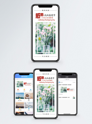 清新风感恩节手机海报配图图片