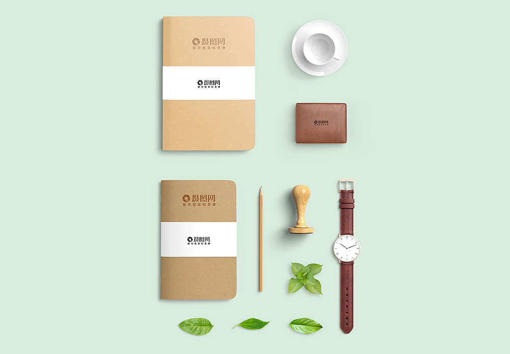 世纪万达标志vi清新绿色vi展示样机模板