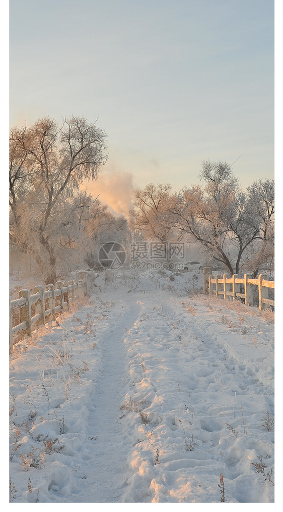 雪中的桥手机壁纸图片