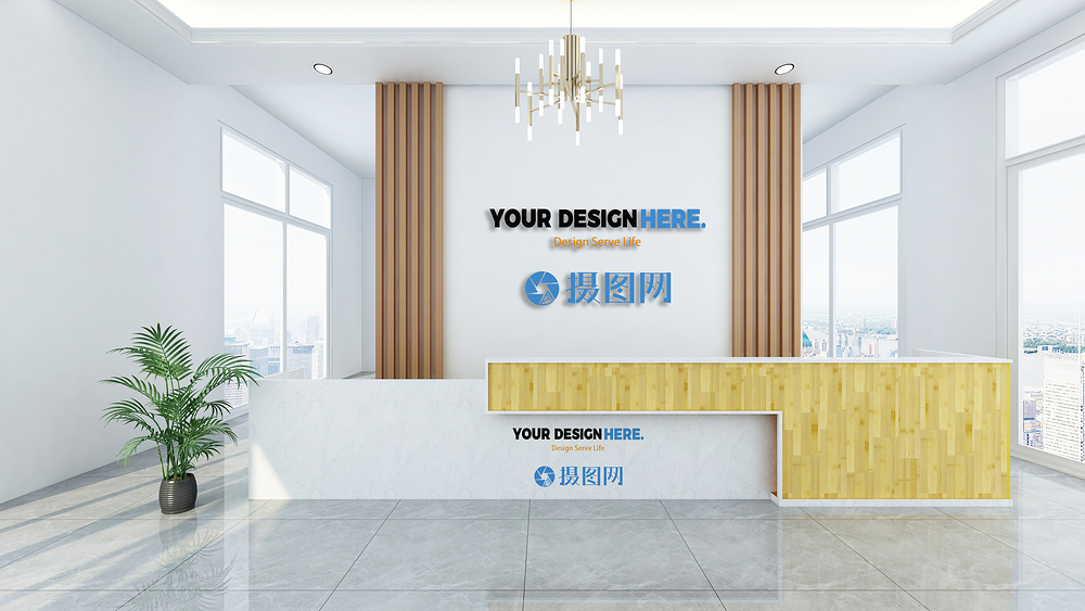 公司桌牌样机企业形象墙logo样机模板