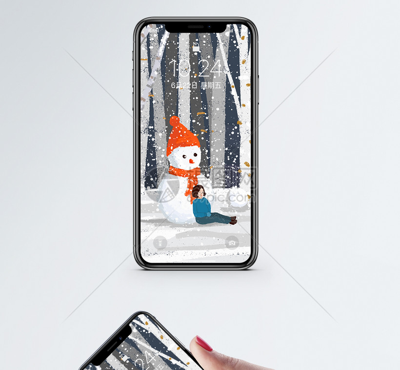 冬天下雪手机壁纸模板素材 正版图片 摄图网