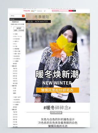冬季慵懒风针织毛衣促销淘宝详情页图片