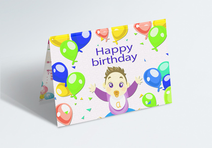 卡通可爱宝宝生日贺卡图片素材