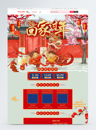 新年插画回家过年年货淘宝首页图片