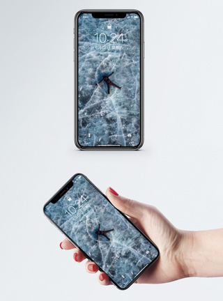 人自然冰面上的人手机壁纸模板