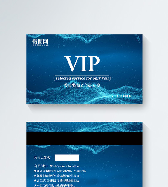 蓝色科技VIP会员卡模板图片