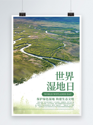 湿地生态系统世界湿地日海报模板