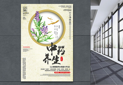 中国风草药养生海报图片