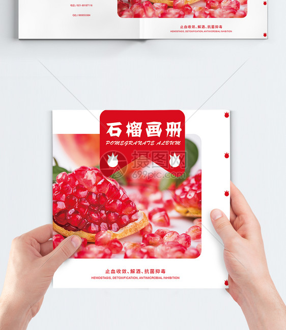 红色大气石榴水果画册封面图片