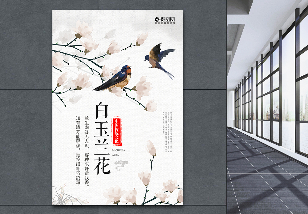 白玉兰png海报设计