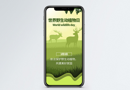 世界野生动植物日手机海报配图图片